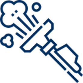 Icon of a vacuum cleaner emitting steam, indicating a steam cleaning function.